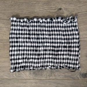 Black and white gingham cropped tube top